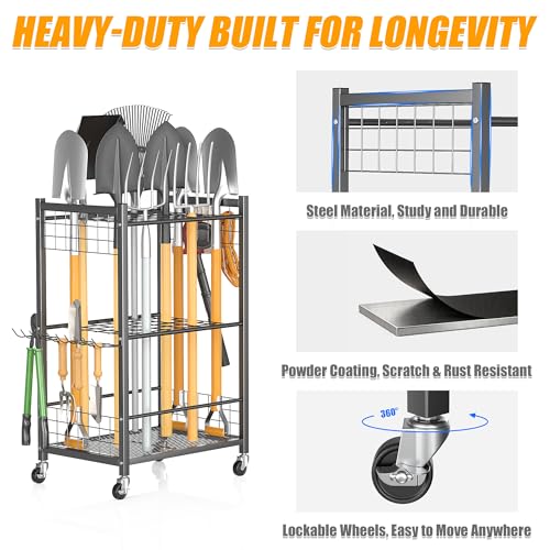 Ultrawall Garden Tool Organizer with Wheels, Yard Tool Storage - Image 5