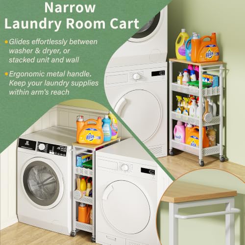 OKZEST 4-Tier Slim Rolling Storage Cart for Laundry Room - Image 3