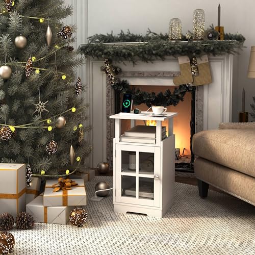 Nightstand with Charging Station,White End Table Mod | All Products - Image 6