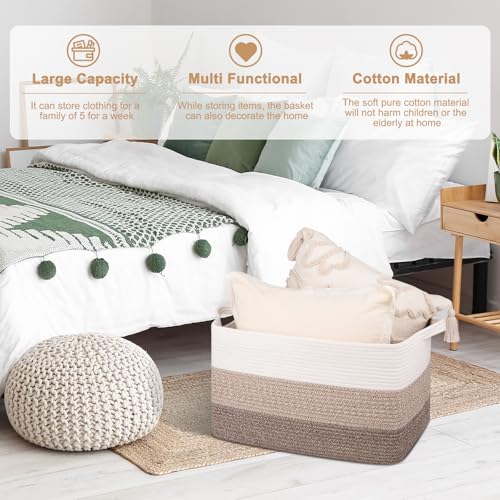 OIAHOMY Large Blanket Basket, 65L Cotton Rope Woven | All Products - Image 5