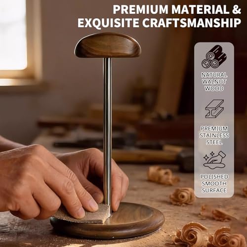 Universal Headset Stand for Desk with Walnut Storage Base - Image 5