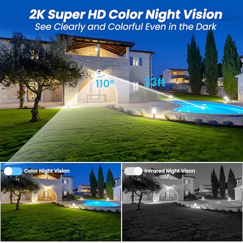 2K Security Cameras Wireless Outdoor, Integrated Spotlight & - Image 4