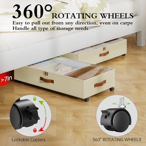Yecaye Under Bed Storage with Wheels, 2 Pack Under Bed - Image 5