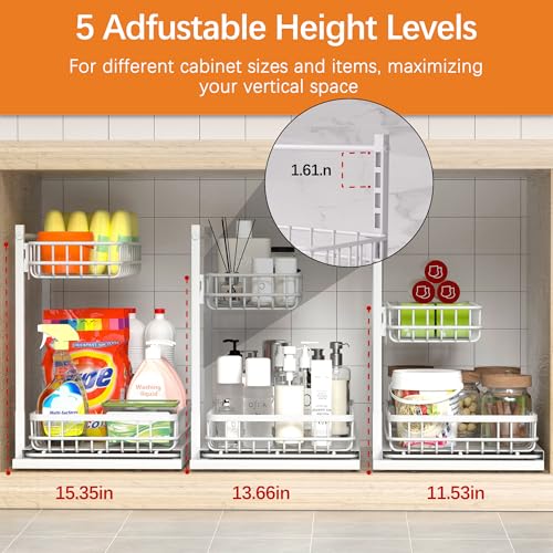 Under Sink Organizer, Adjustable Height Pull-Out Kitchen - Image 5