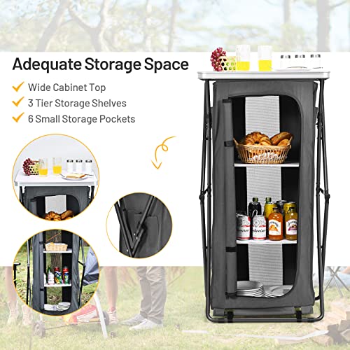 GIANTEX Folding Camping Storage Cabinet with 3 Shelves - Image 6