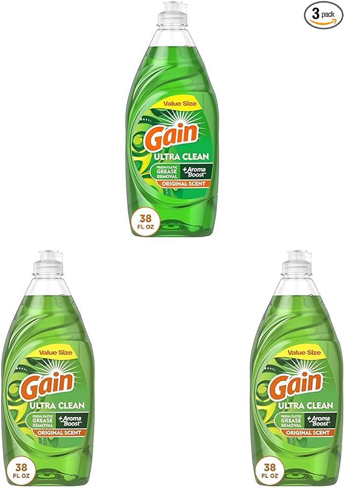 Gain Ultra Dishwashing Liquid Dish Soap,Original Scent,38 fl oz,(Pack of 3)
