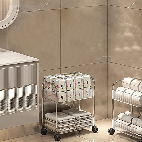 2-Tier Utility Rolling Cart Storage Organizer Sofa Side Table - Image 5