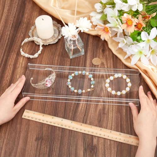 NBEADS 4 Pcs Acrylic Shelf Riser,12x3.9x1 inch Clear Display - Image 4