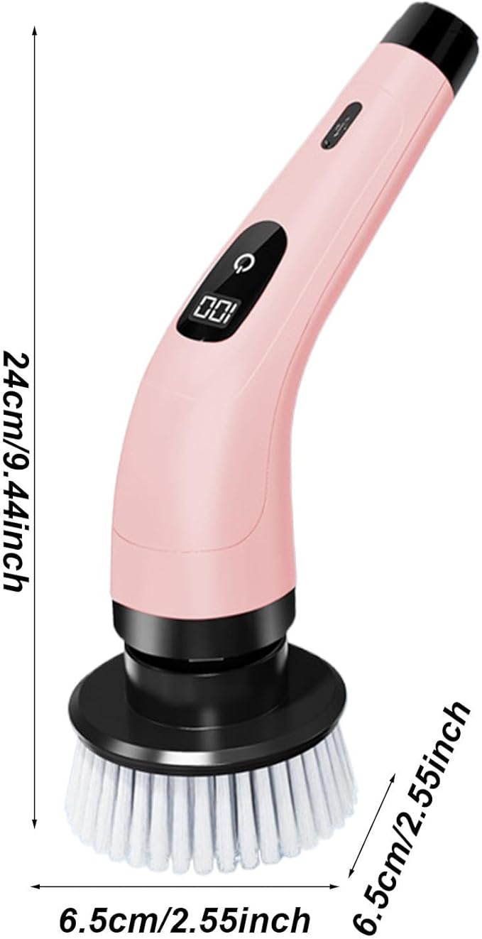 Electric Spin Scrubber, Cordless Bathroom Scrubber, Electric Brush Cleaner, 370 RPM USB Rechargeable Scrubber with 3 Replaceable Brush Heads, 2 Adjustable Speeds Bathroom