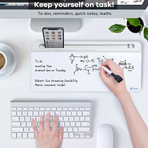 Varhomax Glass Desk Whiteboard with Storage, Desktop Organizer - Image 3