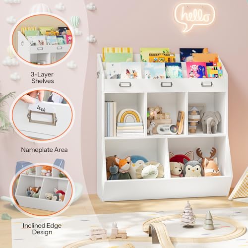 HOOBRO Kids Bookshelf and Toy Storage, Children's Bookcase with 3 - Image 7