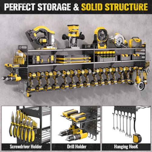 2 Pack Power Tool Organizer Wall Mount, 3-Layer,18 Drill Holders - Image 6