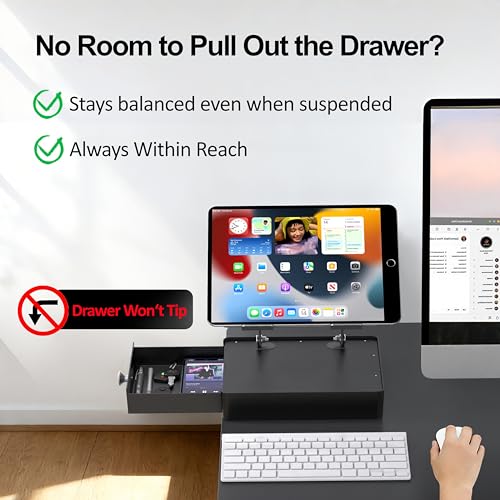 Laptop Stand with Storage Drawer, Heavy-Duty Metal Laptop Riser - Image 5