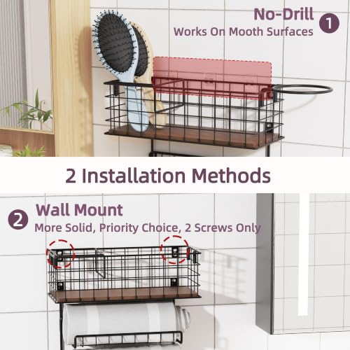 3-Tier Wall Mounted Hair Tool Organizer, Black - Image 5
