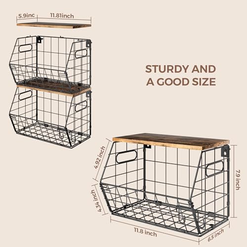 Delamu Stackable Metal Fruit Basket with Wood Lid 2 | All Products - Image 6