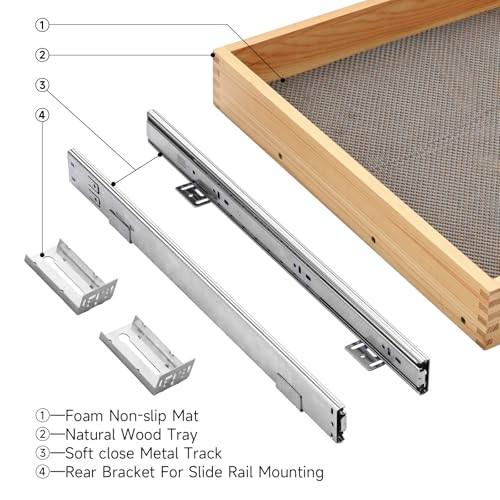 Pull Out Kitchen Drawer Cabinet organizer, 20"W x 21"D Cabinet Drawer,Soft Close Slide Out Wood Shelves Storage for Kitchen Heavy-Duty, Bottom Assembly (1 Tier)