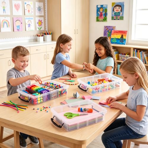 Citylife 2PC Clear Craft Organizers and Storage with 3 - Image 7