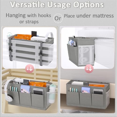 Bedside Caddy Storage Organizer for Bed Rails, Bed Caddy with 6 - Image 4