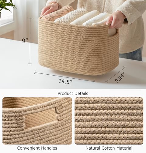 4 Pack Storage Baskets for Organizing, Shelf Baskets with Handles - Image 3