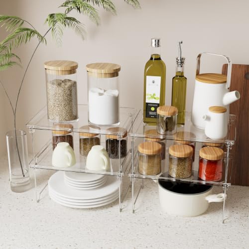 STARLATTA 2 Pcs Cabinet Organizer Shelf, Stackable Kitchen - Image 3