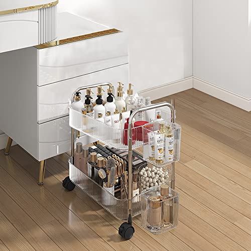 2-Tier Utility Rolling Cart Storage Organizer Sofa Side Table - Image 2