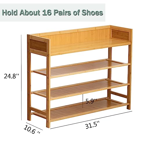 latifolia Shoe Rack, 4-Tier Bamboo Shoe Rack (Nature, 31.40''L) - Image 4