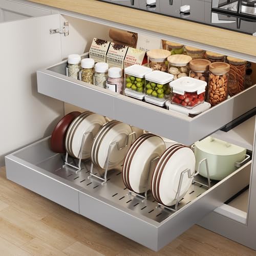 Seinloes 2 Pack Pull out Cabinet Organizer 21"Deep With Raising - Image 2