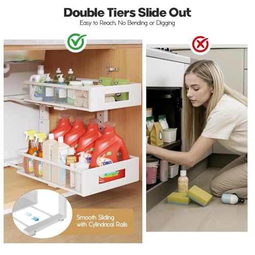 Under Sink Organizer, 2-Tier Dual Pull Out Cabinet Organizer - Image 5