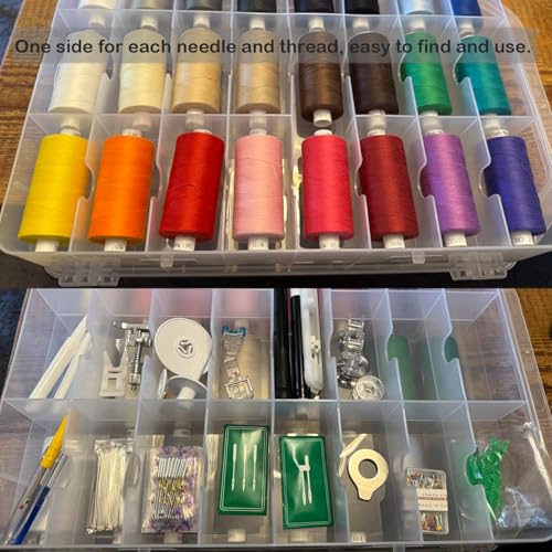 Double-Sided Sewing Organizer Box with 46 Grids - Clear - Image 8