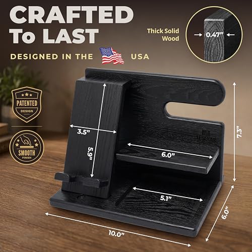 TESLYAR Wood Phone Docking Station for Men - Desktop - Image 6