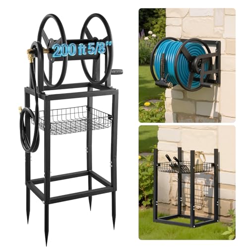 VEVOR Garden Hose Reel Freestanding & Wall Mount, Holds 200 ft - Image 2