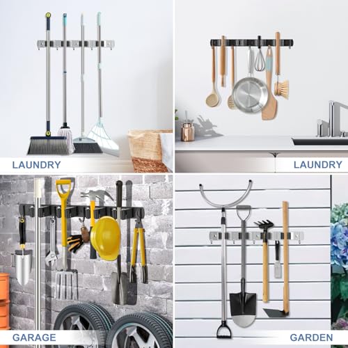 nacena 2 Pack Broom Holder Wall Mount Mop Hanger, Stainless Steel - Image 6