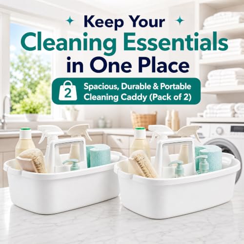 TOPZEA 2 Pack Cleaning Supplies Caddy, Large Plastic Cleaning - Image 4