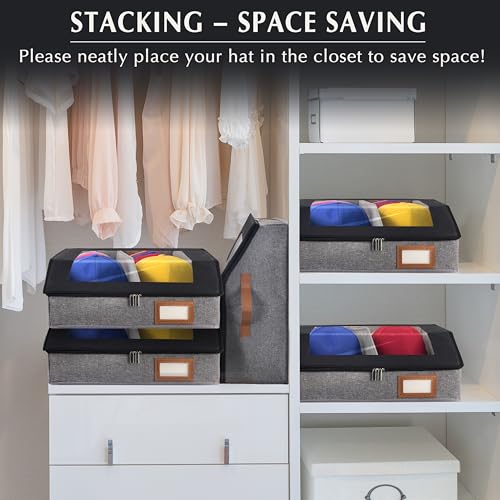 2 Pack Large Stackable Hat Storage Box Baseball Cap - Image 6