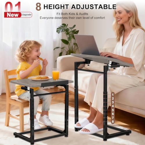 Upgrade Tv Tray Table, 8-Level Adjustable Height Couch Side Table - Image 4