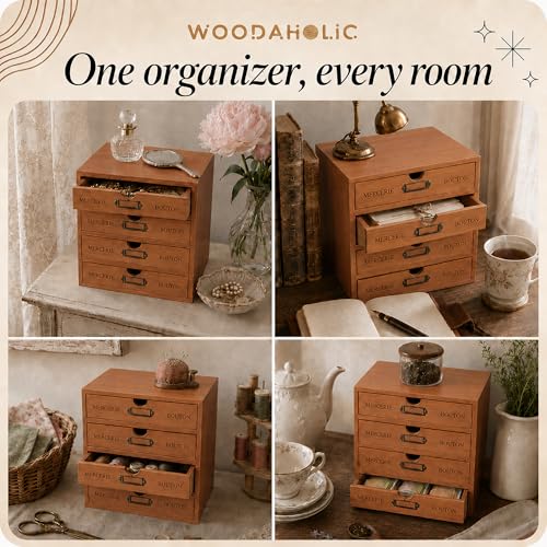 Modular Stackable Apothecary Cabinet 4 Drawer Desk | Home Organization - Image 6