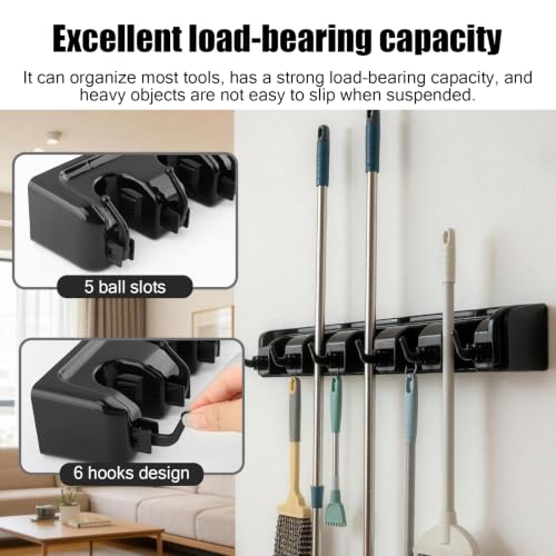 2 Pack Wall Mount Broom Holder, Broom and Mop Organizer - Image 4