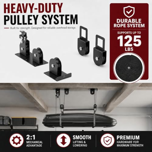 Cargo Box Pulley System, Garage Ceiling Hoist Rooftop | Garage Storage - Image 6