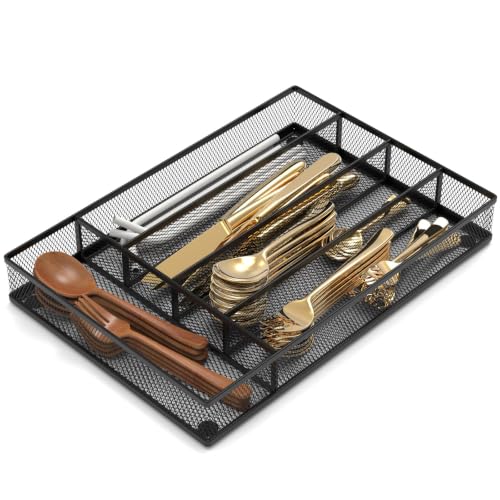 Desk Drawer Organizer Tray, Silverware Metal Mesh Desk Organizer - Image 2
