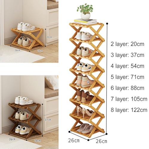 YYW Shoe Rack, Foldable Bamboo Shoes Shelf - Image 7