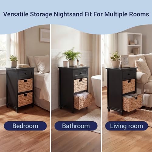 happimess Malibu 26" Acacia Wood Storage Nightstand with Drawer - Image 6