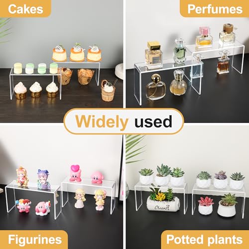 Aminigram 4 Pack Acrylic Display Shelf Riser, Clear Rack 9.2L x - Image 7