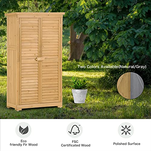 Outdoor Garden Storage Shed, Vertical Storage Cabinet with 3 - Image 4