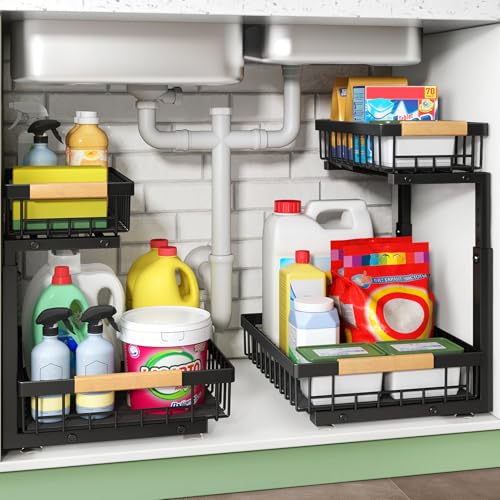 Kitstorack Under Sink Organizer, 2 Tier Under the Sink Storage - Image 2