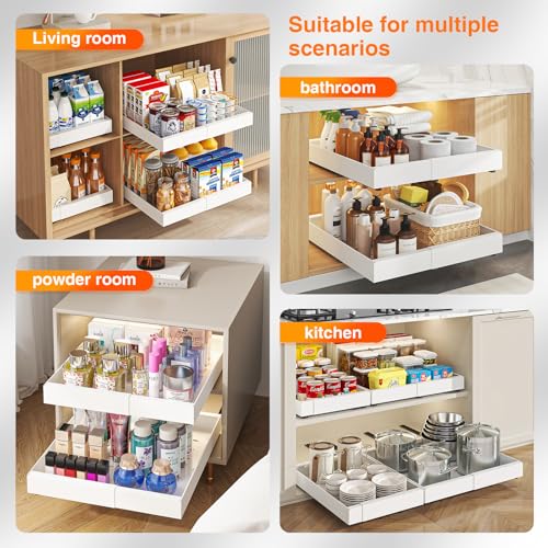1 Pack Expandable Pull Out Cabinet Organizer,16.54" Deep,White - Image 7