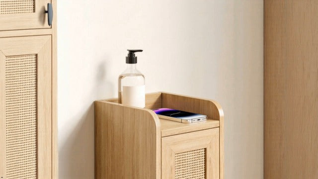 Akxomel Rattan Small Bathroom Cabinet Narrow Toilet Paper - Image 8