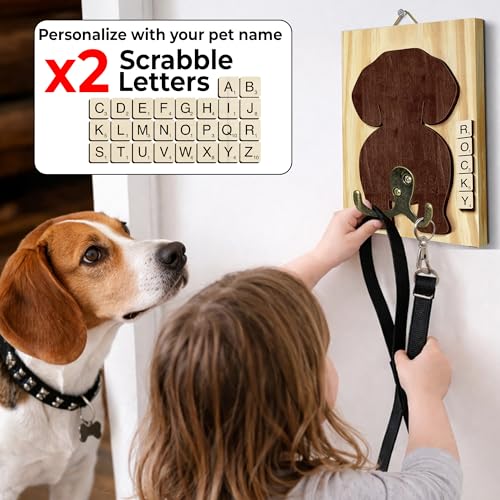 Beagle Dog Leash Holder Wall Mount with Scrabble Letters - Image 4