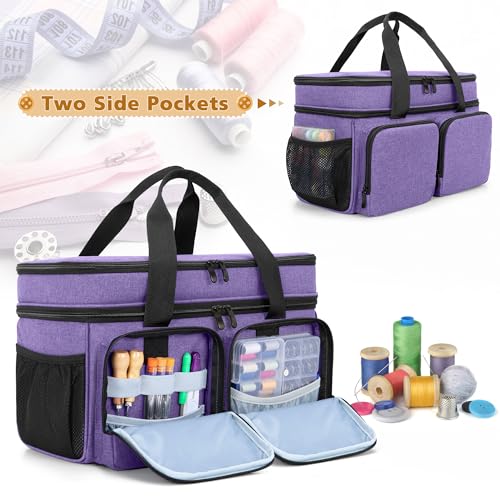Large Sewing Organizer Bag with an Individual Pouch, Purple - Image 7