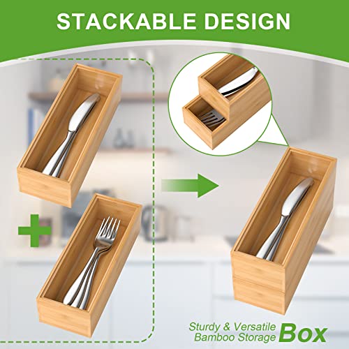 Lixple Bamboo Kitchen Drawer Organizer, 2 Pack, 9" x 3" x 2" - Image 7