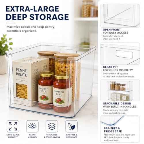 Extra Large Clear Open-Front Pantry Organizer Bin, 30.5x26.7x20.3 - Image 7